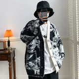 Bonsir Asymmetrical Cardigan Men Single Breasted Loose Korean Style Hipster High Street Stylish Simple All-match Handsome Popular Chic