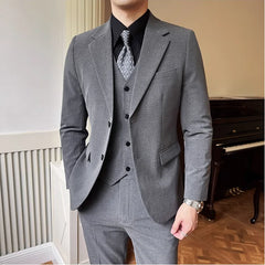 Bonsir Plus Size 7XL-S (Jacket +Vest+Pants) Men Luxury Slim Fit Groom Wedding Business Casual Tuxedo Mens Work Social Suit 3 Pieces