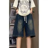 BONSIR  -  Summer Denim Shorts Men Fashion Retro Shorts Men Japanese Streetwear Hip-hop Loose Black Denim Shorts Mens Vintage Jeans Shorts