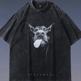 BONSIR  -  Daily Hip Hop Streetwear T-Shirt Fashion Funny Doberman Dog Graphic O Neck Short Sleeve Slight Stretch Comfortable