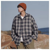 BONSIR  -  American retro plaid shirt men's autumn and winter thickened and fleece warm, trendy loose and casual long-sleeved shirt jacket