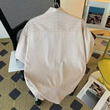 BONSIR  -  Striped Embroidery Men's Short Sleeved Shirt Loose Casual Lapel Male Blouse Summer Thin Japanese Versatile Top