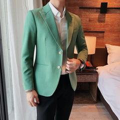 Bonsir Classic Green Blue Jacket Uniform Groom Tuxedos Mens Wedding Suits Peaked Lapel Man Business Blazer Groomsmen Prom Dress