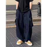 Bonsir Baggy Cargo Jeans big pocket Trousers Male Denim Pants Wide Leg Pant women's Jeans Loose Casual Streetwear Hip Hop Harajuku