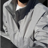 BONSIR  -  Stylized heavy industry ribbed stand collar American high street stand collar jacket baseball flight jacket men amber streamer