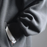 BONSIR  -  new graphite gray chic V-neck sweatshirt, bristle plus fleece raglan sweatshirt jacket