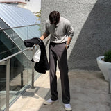 BONSIR  -  New Korean Fashion Men Suit Pants Light Luxury Business All-match Straight Slim-fit Casual Trousers Premium Elegant Dress Pants
