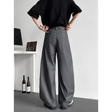BONSIR  -  Grey Suit Pants Men Oversized Society Mens Black Dress Pants Korean Casual Wide Leg Pants Mens Office Formal Trousers M-3XL