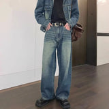 Bonsir American retro denim suit men spring autumn new styles washed worn casual and fashion two-piece set