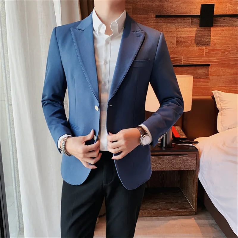 Bonsir Classic Green Blue Jacket Uniform Groom Tuxedos Mens Wedding Suits Peaked Lapel Man Business Blazer Groomsmen Prom Dress