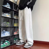 BONSIR  -  American Vintage Side Striped Pants Men Casual High Street Harem Trousers Y2K Joggers Baggy Straight Joggers Sweatpants
