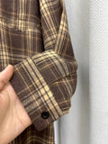 BONSIR  -  Brown Retroplaidshirtlong Sleeveshong Kong Styleclassy Japanese StyleJuku Style Loosetopscasual Shirtoutwear
