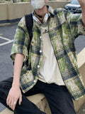 BONSIR  -  Summer high-grade sexy handsome shirt summer thin loose retro shirt Japanese tie-dyed shirt short-sleeved man