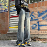 Bonsir Summer New Fashion Casual Retro Distressed High Street Straight Jeans Men'S Loose Korean Style Trendy Wide Leg Long Pants Men
