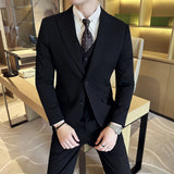 Bonsir (Jacket + Vest + Pant) Men's Formal Slim Fit Business Work Wedding Stage Tuxedo Fashion Best Men Social Dress Suit 3 Pieces Set