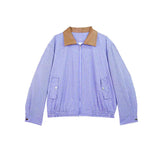 BONSIR  -  American retro leather collar plaid jacket men's spring and autumn loose casual high-end versatile shoulder pad jacket