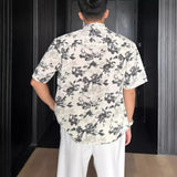 BONSIR  -  Summer New Men's Printed Short Sleeve Shirt Retro Fashion Casual Trend Loose Lightweight Breathable Beach Vacation Men Tops