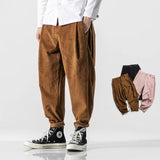 Bonsir Vintage Corduroy Pants Men Harajuku Japanese Pink Retro Streetwear Black Trousers Male Oversize Men's Casual Loose 5XL