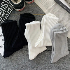 Bonsir New 5 Pairs Cool Men Black White Warm Socks Set Autumn Winter Male Solid Color Sport Short Socks For Men