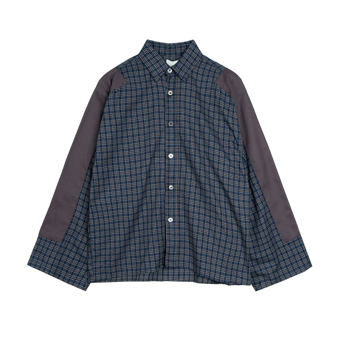 Bonsir Harajuku Patch Contrast Color Checkered Shirts for Men and Women Turn-down Collar Oversized Casual Long Sleeve Fall Plaid Shirt