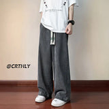 Bonsir Ripped Casual Men Jeans Pants Straight Wide Leg Harajuku Oversize Streetwear Denim Trousers