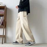BONSIR  -  Men's Straight Pants Autumn Spring American Style Loose Straight Overalls Soft Casual Pants Korean Style Solid Color Trousers
