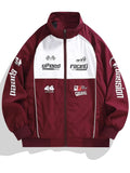 BONSIR  -  Autumn Men's Casual Sports Bomber Jacket Streetwear Racing Suit Zipper Stand Collar Motorcycle Jacket Men Letter Print Wear Coat