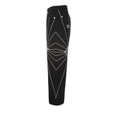 Bonsir Streetwear Spider Web Embrodiery Black Jeans for Men and Women Straight Ropa Hombre Baggy Denim Trousers Loose Cargo pants