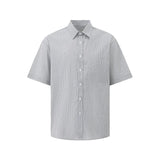 BONSIR  -  Japanese retro striped short-sleeved shirt men's summer loose casual shirt Korean version trendy lapel top