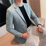 Bonsir High Quality Solid Single Button Casual Blazer Men's Korean Simple Business Elegant Fashion Party Slim Fit Suit Jacket 4XL