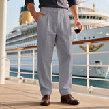 BONSIR  -  New American Style Business Men Suit Pants Light Luxury Leisure Linen Straight Pants Urban Fashion High Quality Loose Trousers