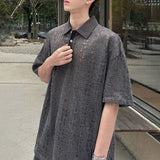 BONSIR  -  Mens Polo Shirt Ripped Hollow T-Shirt Summer Thin Streetwear Fashion Youth Campus Niche Short-Sleeve Top Men'S Clothing 2025 New