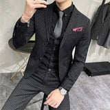 Bonsir Luxury Men 3 Pieces Suit Fashion Plaid Slim Fit Business Formal Casual Check Suits Office Work Party Prom Wedding Groom Suits