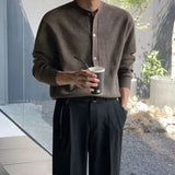 BONSIR  -  Men Autumn and Winter Knitted Cardigan Long-sleeved Sweater, Fashionable Single-breasted, Advanced Sense, Pure Color, Loose Coat