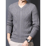 Bonsir New Brand Men's Sweater V Neck Solid Color Winter Classical Style Pullovers Warm Mens Fashion Loose Sweater Tops D76