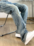 Bonsir With Pockets Straight Men's Jeans Trousers Bootcut Man Cowboy Pants Punk Flared Original Luxury 2024 Fashion Y2k Vintage Classic