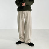 BONSIR  -  Autumn Winter Men's Cotton Wide Leg Floor Suit Pants Korean Casual Loose Straight  Thicken Full Length Trousers Male Keep Warm