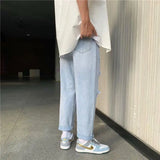 BONSIR  -  Spring Summer New Y2K Hole Fashion Straight Pants Man High Street Thin Style Personality Cowboy Cotton Ankle Length Pants