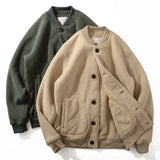 BONSIR  -  Japanese retro simple casual velvet cotton jacket for men 2025 autumn and winter American warm lamb velvet cotton jacket