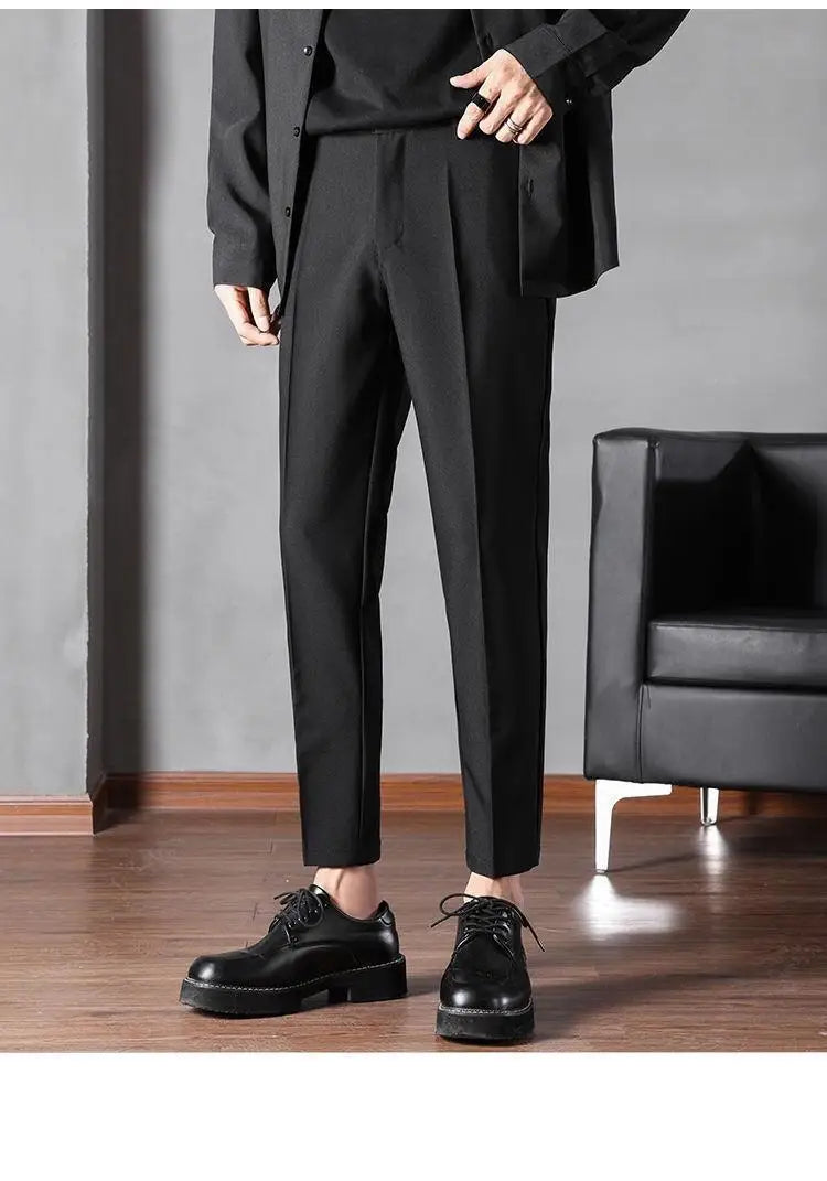 Bonsir -  Autumn Suit Pants Korean Style Fashion Pants for Male Office Formal Wedding Business Casual Men Pants Solid Long Tousers R49