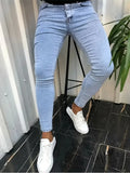 BONSIR  -  1pc Men's Slim Fit Stretch Denim Jeans - Medium Stretch 330gsm Woven Fabric, Solid Color Basic Style, All-Season Comfort, Machin
