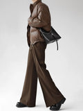 BONSIR  -  Maillard brown scimitar pants for men in summer loose slim and high drooping high floor slim trousers