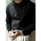 BONSIR  -  Men Sweater Men's Fall Winter Lapel Sweater Knitted Zipper Pullover Soft Warm Mid Length Casual Sweater for Men Lightweight Men