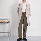 BONSIR  -  Korean Style Fashion Luxury Drape Straight Pants Men 2025 Spring And Autumn New Retro Solid Color Trend Mens Casual Trousers