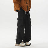 BONSIR  -  Summer Casual Pants Men Retro Pocket Cargo Pants Men Japanese Streetwear Hip-hop Loose Wide Leg Pants Mens Vintage Trousers