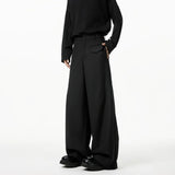 BONSIR  - Khaki Suit Pants Men Fashion Society Mens Black Dress Pants Korean Loose Wide Leg Pants Mens Office Formal Trousers M-3XL