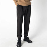 BONSIR  -  Autumn Winter Woolen Business Dress Pants Men Elastic Waist Streetwear Casual Trousers Formal Social Suit Pants Costume Homme