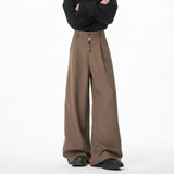 BONSIR  - Brown Suit Pants Men Oversized Fashion Society Mens Black Dress Pants Korean Loose Wide Leg Pants Mens Office Formal Trousers