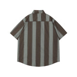 BONSIR  -  Summer Mens Striped Shirts Hip Hop Patchwork Cactus Embroidery Blouses 2025 Harajuku Streetwear Casual Fashion Loose Shirts