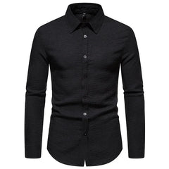 BONSIR  -  Autumn/Winter New Shirt Men's Solid Color Fashion Casual Long Sleeve Shirt Trendy Top Men